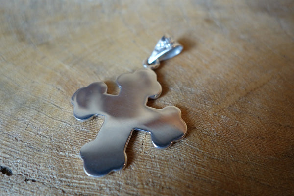 Handcrafted solid sterling .925 silver cross pendant from Taxco, Mexico