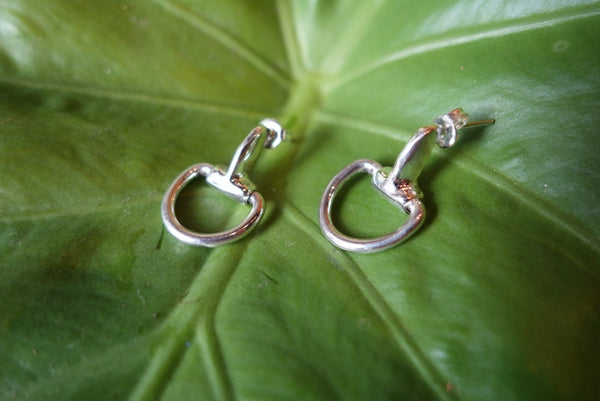Handcrafted solid sterling .925 silver stirrup earrings from Taxco, Mexico