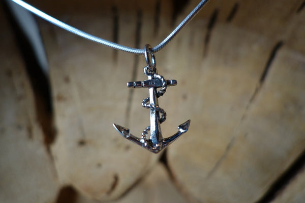 Handcrafted solid sterling .925 silver anchor pendant from Taxco, Mexico