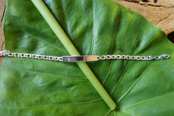 Handcrafted solid sterling .925 silver ID bracelet from Taxco, Mexico