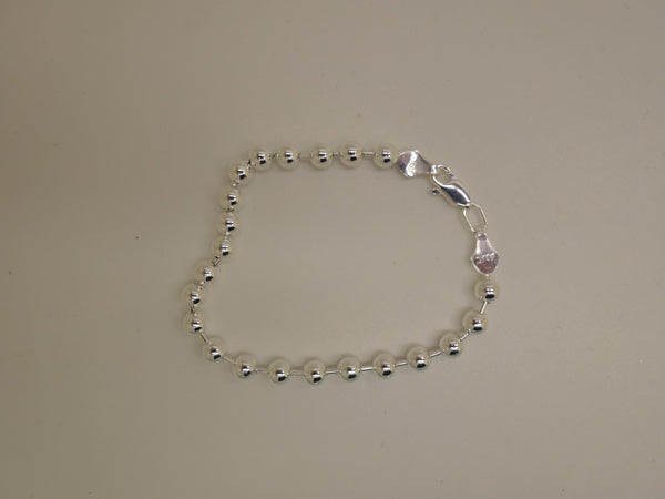 Handcrafted solid sterling .925 silver 7.5 inch Bolita Silver Bracelet from Taxco, Mexico