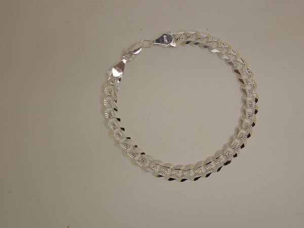Handcrafted solid sterling .925 silver 8.5 Inch Figaro Silver Bracelet from Taxco, Mexico
