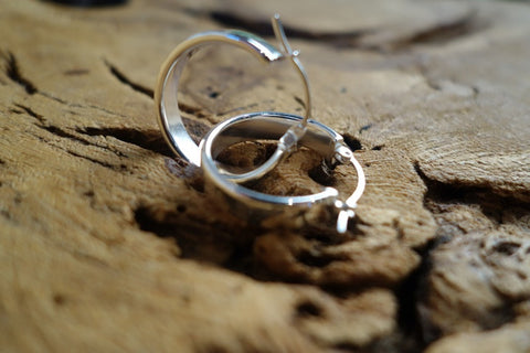 Handcrafted solid sterling .925 silver hoop earrings from Taxco, Mexico