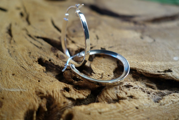Handcrafted solid sterling .925 silver hoop earrings from Taxco, Mexico