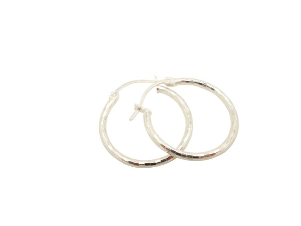 22mm Sterling Silver HOOP Earrings Diamond Cut