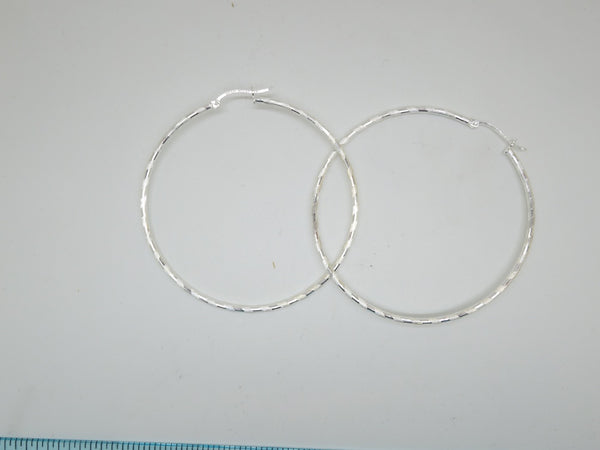 Handcrafted solid sterling .925 silver 60cm Diamond Cut Solid Silver  HOOP Earrings from Taxco, Mexico
