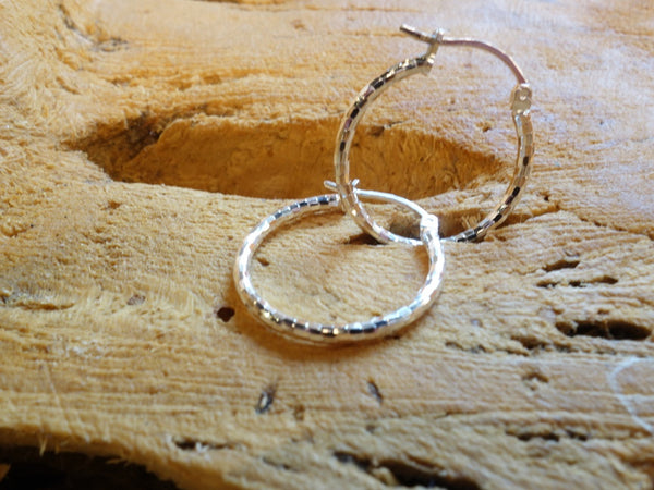 Handcrafted solid sterling .925 silver 20cm Diamond Cut Solid Silver  HOOP Earrings from Taxco, Mexico