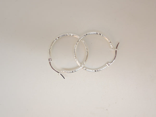 Handcrafted solid sterling .925 silver 25cm Diamond Cut Solid Silver  HOOP Earrings from Taxco, Mexico