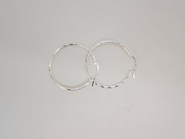 Handcrafted solid sterling .925 silver 32cm Diamond Cut Solid Silver  HOOP Earrings from Taxco, Mexico