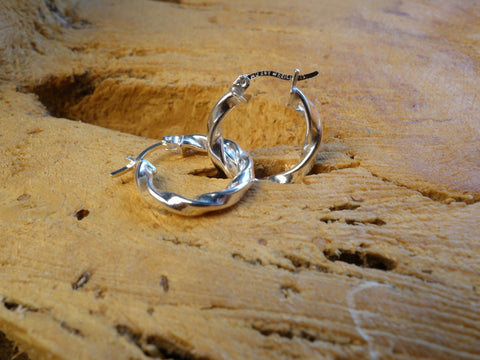 Handcrafted solid sterling .925 silver 15cm Solid Silver HOOP Earrings from Taxco, Mexico