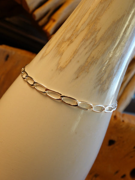 Handcrafted solid sterling .925 silver 7 Inch Figaro Silver Bracelet from Taxco, Mexico