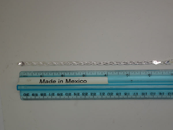 Handcrafted solid sterling .925 silver 925 Silver Trenza Decorada from Taxco, Mexico