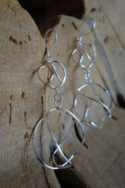 Handcrafted sterling .925 silver hoop earrings from Taxco, Mexico.