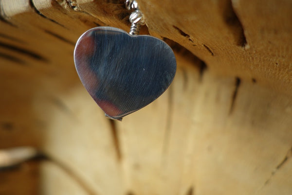 Handcrafted solid sterling .925 silver heart pendant from Taxco, Mexico