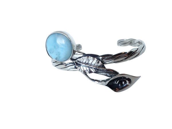 No Mas! Larimar with Calilily Braided 925 Solid Silver Bracelet