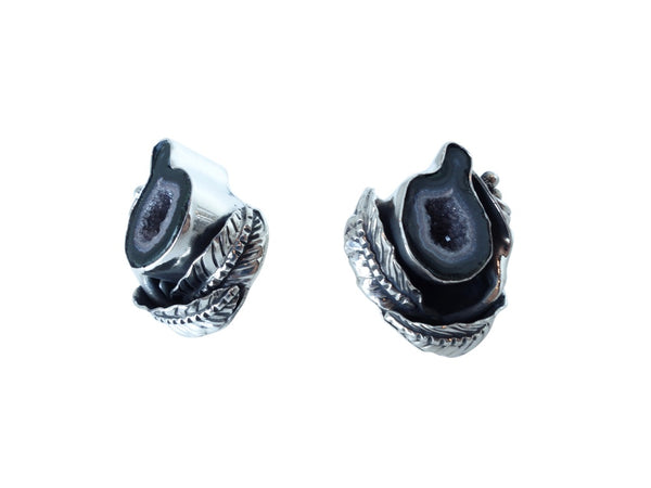 No Mas! Geode with Calilily 925 Solid Silver Earrings Pair with NOV-P005