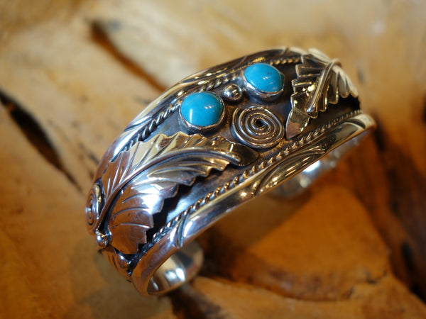 No Mas! Navajo Style with Turquoise Solid 925 Silver Bracelet