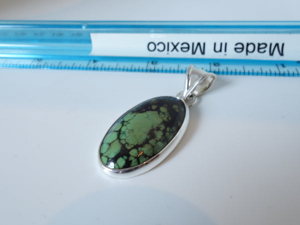 No Mas! 4cm Turquoise Oval Solid 925 Silver Pendant