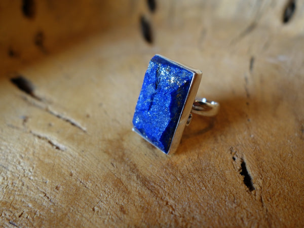 No Mas! Size 7 Lapis 925 Solid Silver Ring