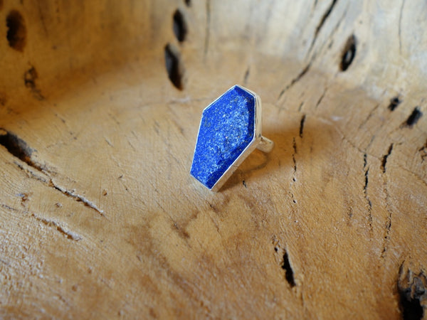 No Mas! Size 7 Lapis 925 Solid Silver Ring