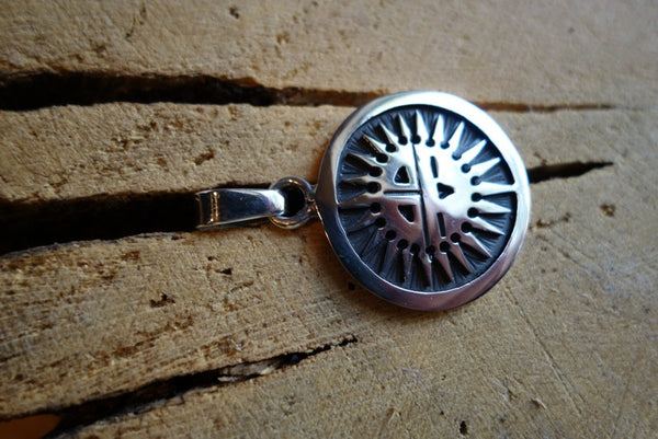Handcrafted solid sterling .925 silver sun pendant from Taxco, Mexico